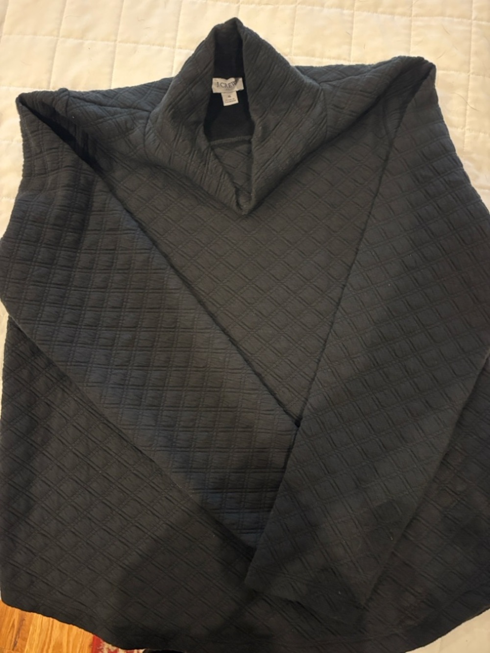 J. Crew Black Quilted Funnel-Neck Pullover